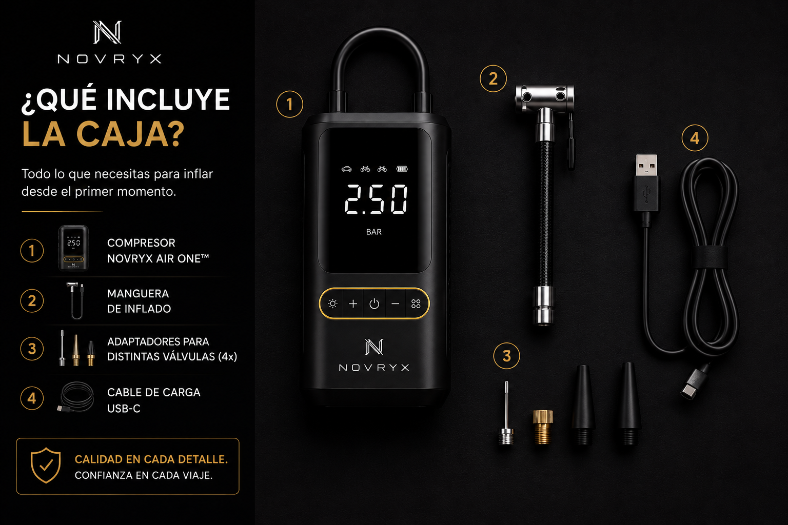 NOVRYX AIR ONE™ | Compresor Inteligente Portátil 150 PSI