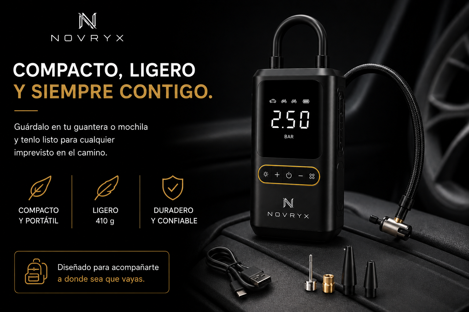 NOVRYX AIR ONE™ | Compresor Inteligente Portátil 150 PSI
