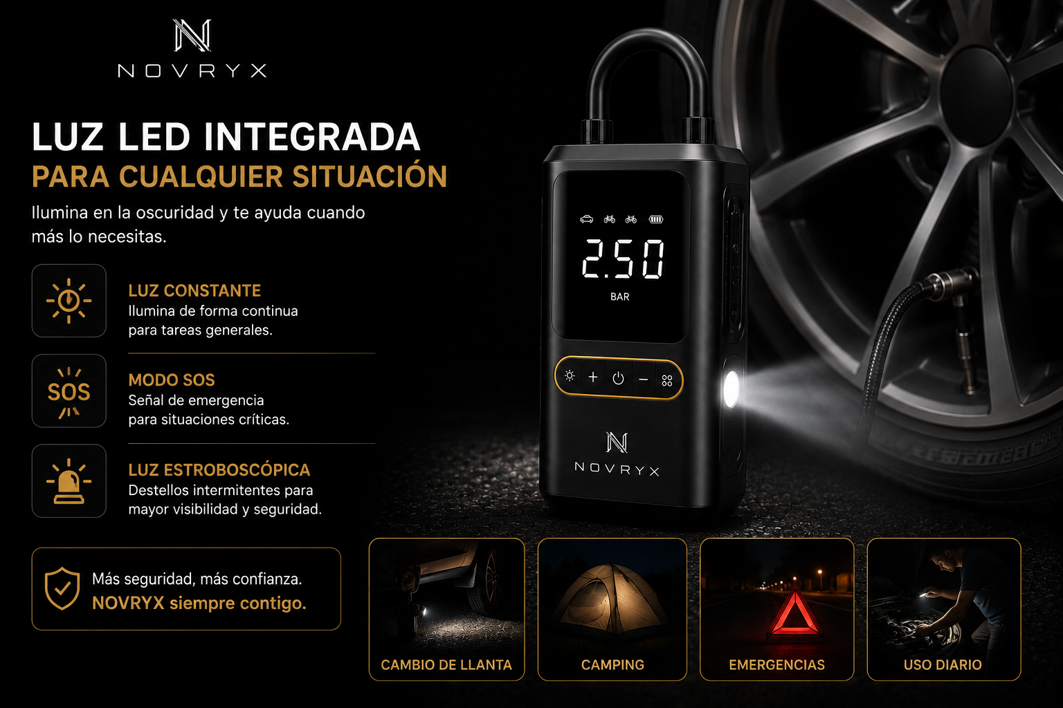 NOVRYX AIR ONE™ | Compresor Inteligente Portátil 150 PSI