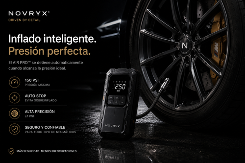 NOVRYX AIR PRO™ | Arrancador Inteligente y Compresor de Aire Portátil 2 en 1 (150 PSI)